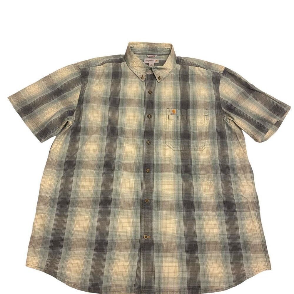 Carhartt‎ Plaid Relaxed Fit Short Sleeve Button Down Shirt Sz XL